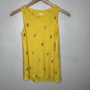 New Old Navy Everywear Yellow Cactus Sleeveless Tank Top Boho Women's XS Cotton‎